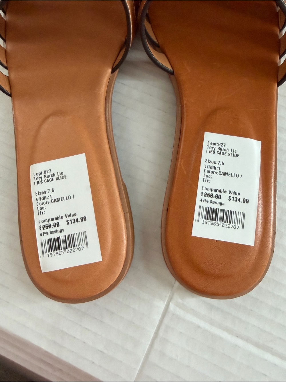Tory Burch Ines Cage Slide Camello vachetta leather tan sandals size 7.5 - Picture 4 of 6